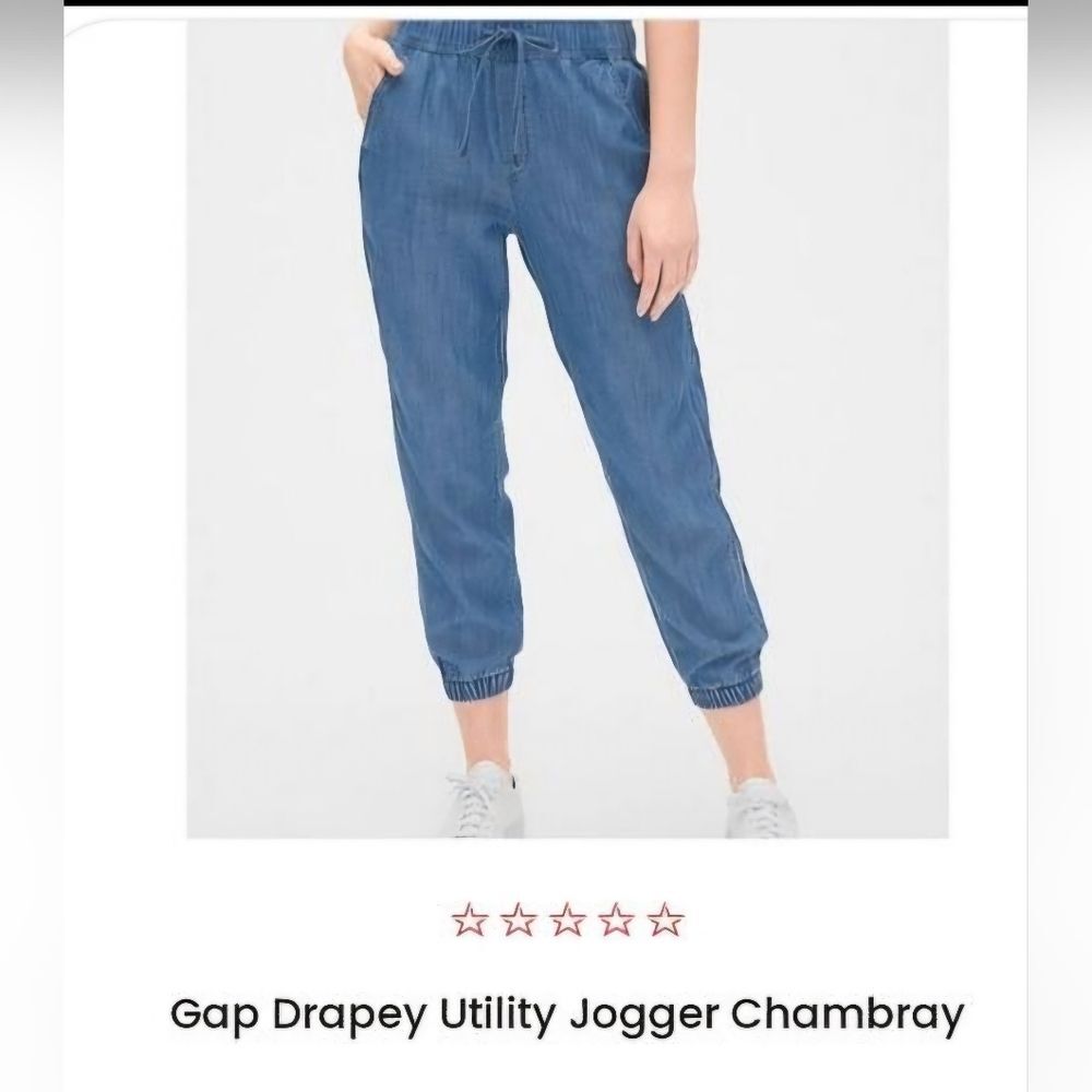 Boho Drapey Utility Jogger Chambray Denim Joggers Women's Size M